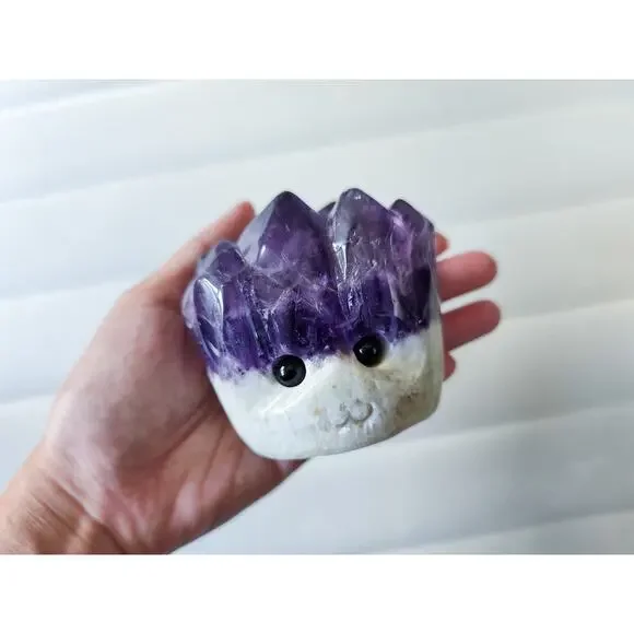 Large Amethyst Hedgehog Pet Rock - Picture 2 of 7